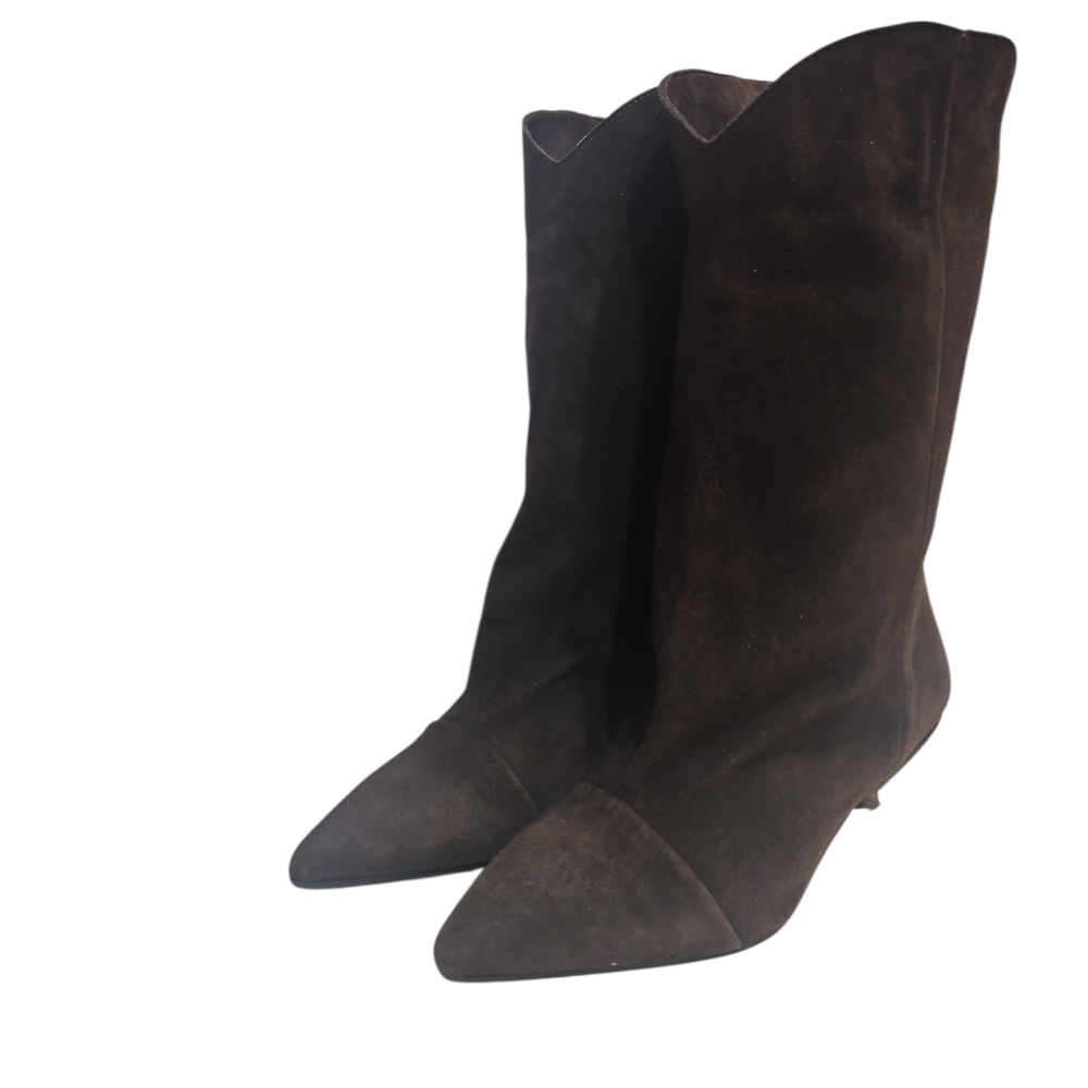 Davos Gamma Made In Italy Geniun Sueded Steve Madden Brown Women Ankle Boots S 6